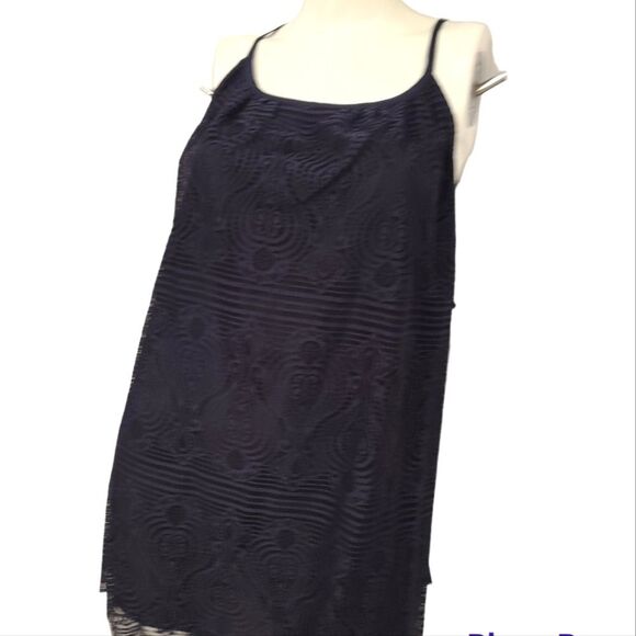 LOFT Plus Size Navy Blue Lace Sleeveless Blouse Womens Size 24 Tank Dressy - Picture 2 of 9